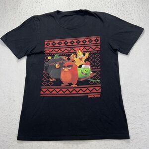 Angry Birds Movie Men's Small Christmas Sweater Pattern Black Graphic T Shirt